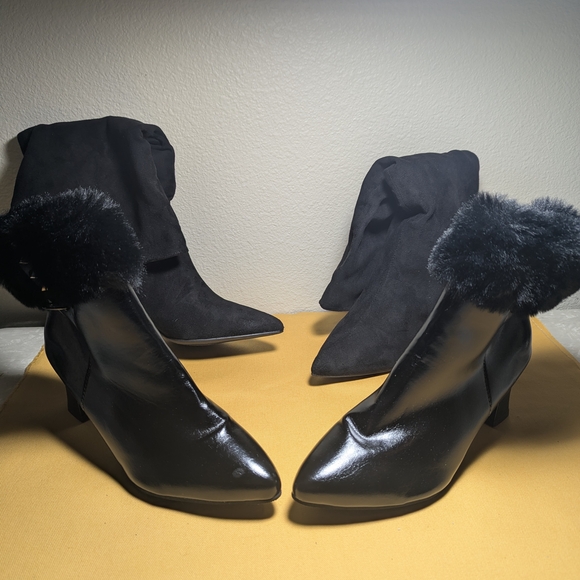 generic Shoes - Elegant Black & Fur-Trimmed Women's Boots YTK Shoe Sale!